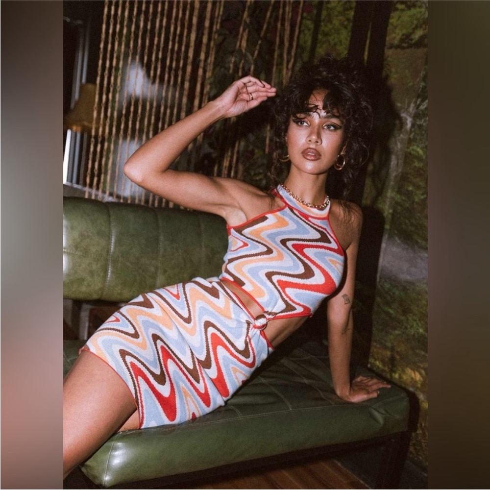 Multicolor Zigzag Pattern Dress